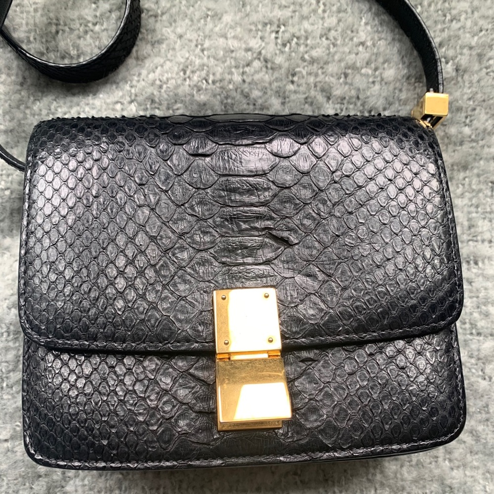 Celine Small Classic Box Bag - Black Python - Picture 2 of 10
